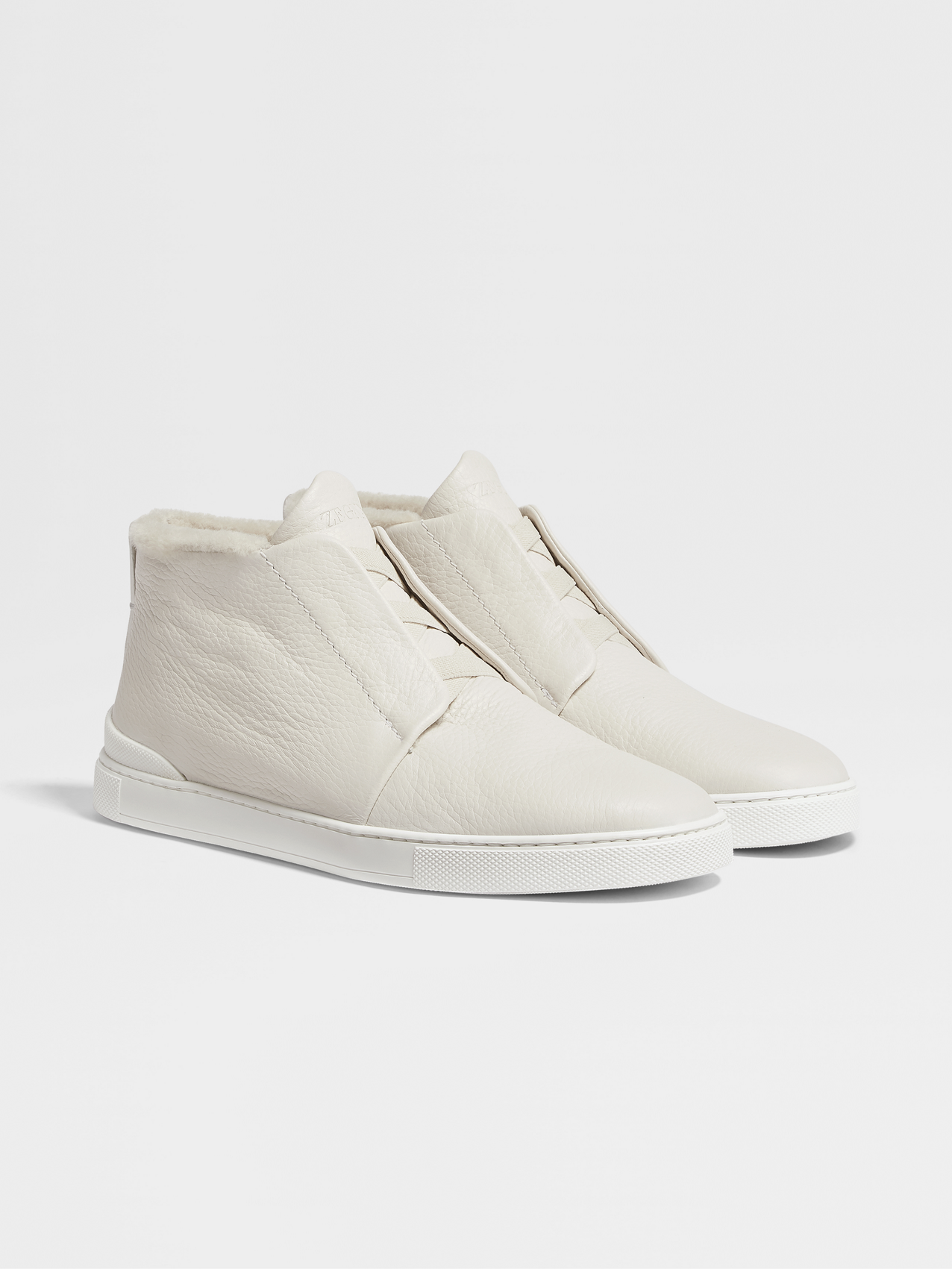 Off White Deerskin Triple Stitch™ Mid Top Sneakers